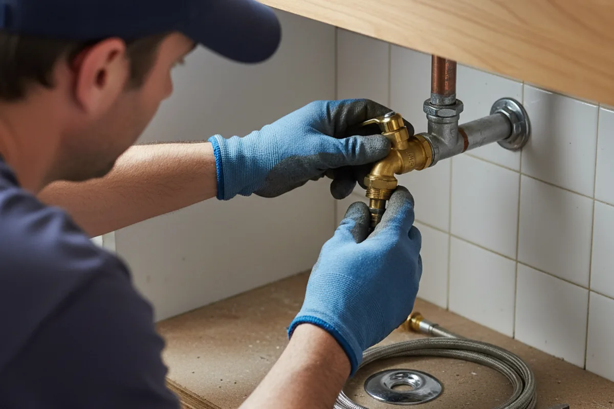 Shutoff valve and fitting work during Emergency Plumbing in Beyer